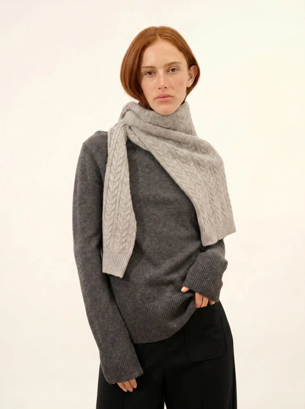 LEXIE Pull Col Roulé Anthracite Chiné