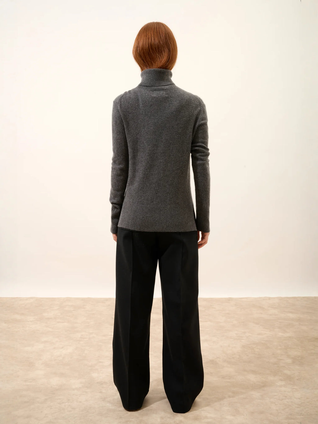 LEXIE Pull Col Roulé Anthracite Chiné