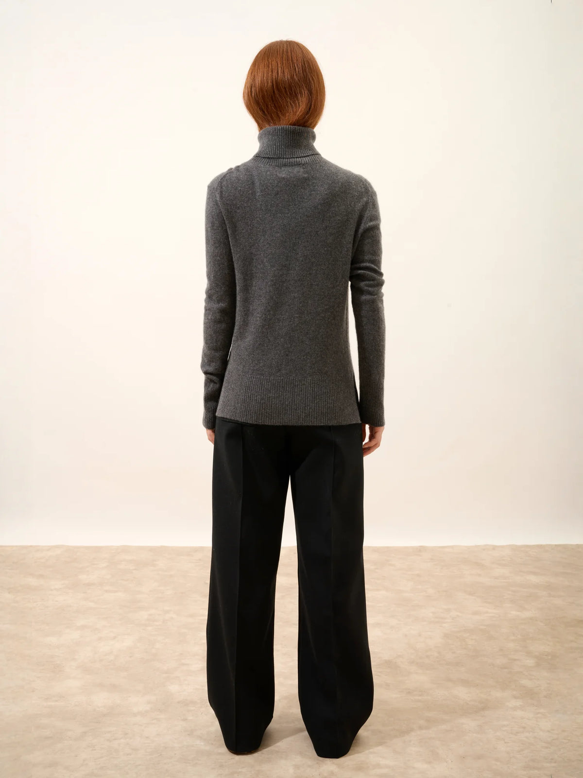 LEXIE Pull Col Roulé Anthracite Chiné