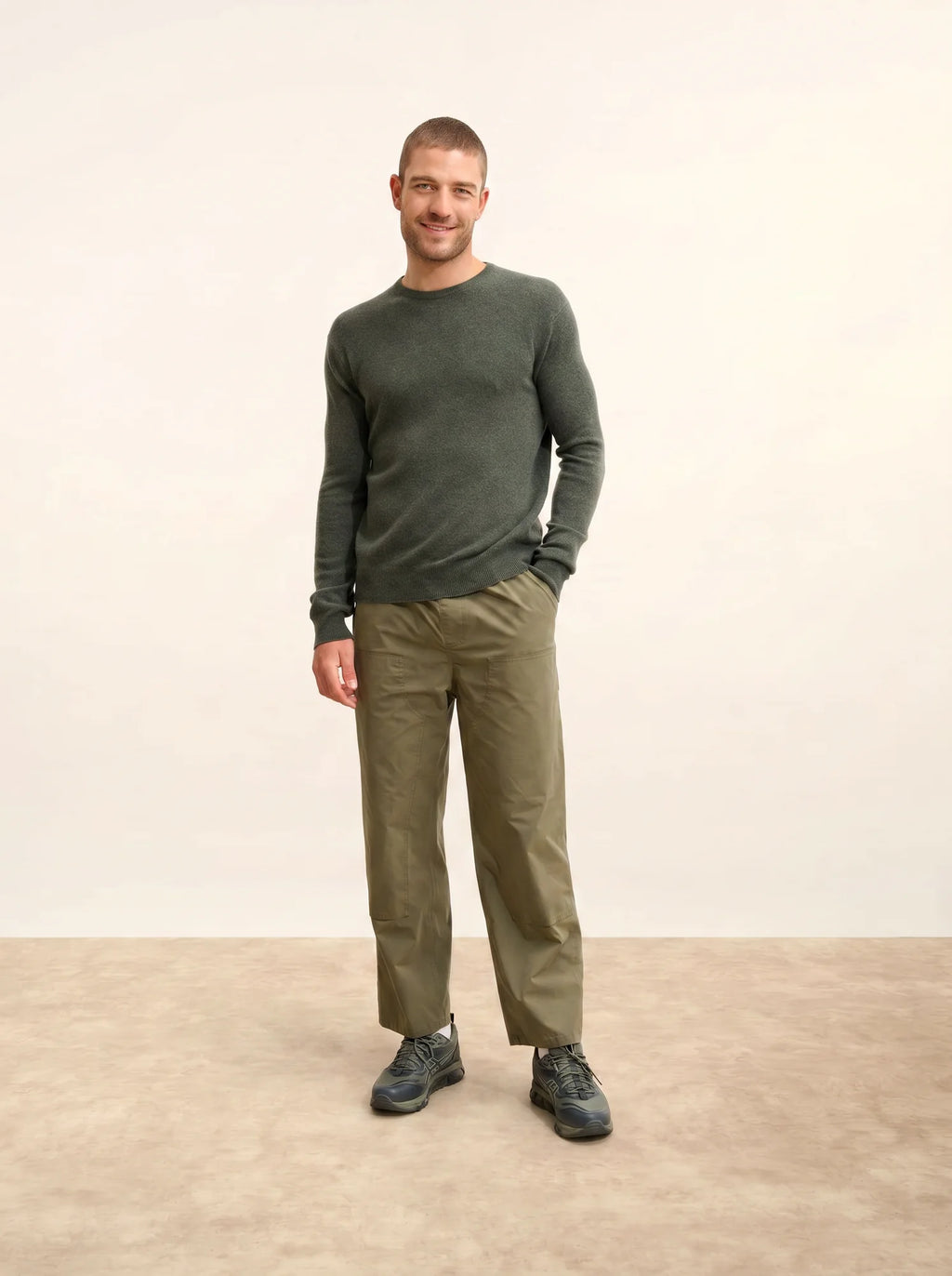HOWARD Pullover Rundhalsausschnitt Khaki meliert