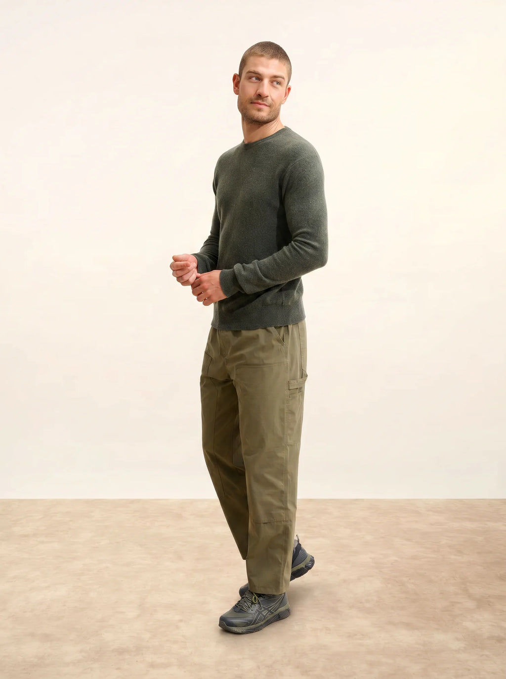 HOWARD Pullover Rundhalsausschnitt Khaki meliert