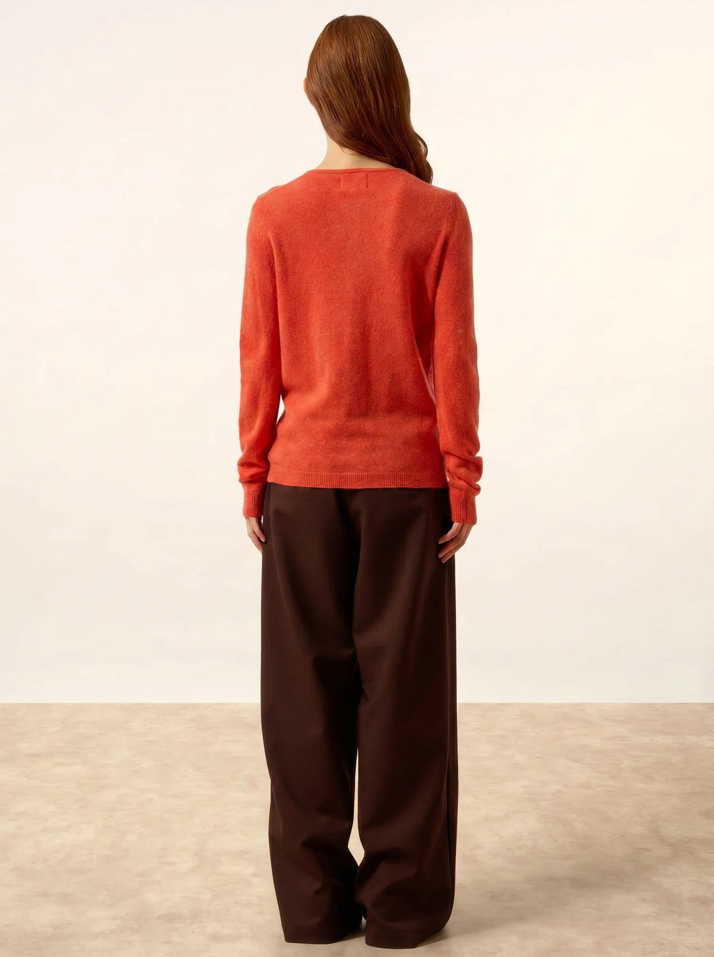 KATHARINE Cardigan Col Rond Orange Chiné