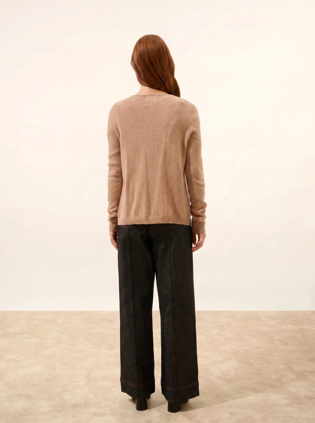 KATHARINE Cardigan Col Rond Camel Chiné