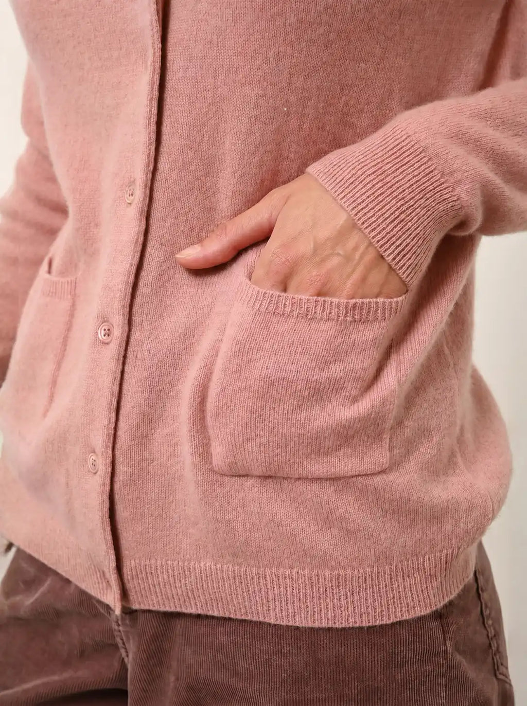 KATHARINE Strickjacke Rundhalsausschnitt Rosenholz