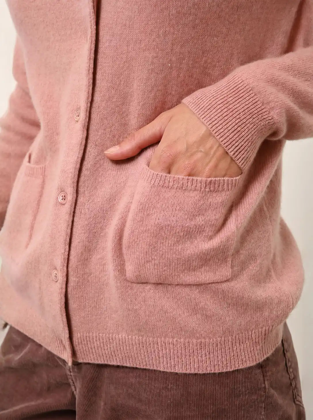 KATHARINE Strickjacke Rundhalsausschnitt Rosenholz