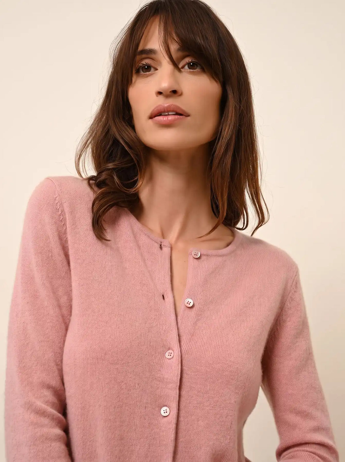 KATHARINE Strickjacke Rundhalsausschnitt Rosenholz