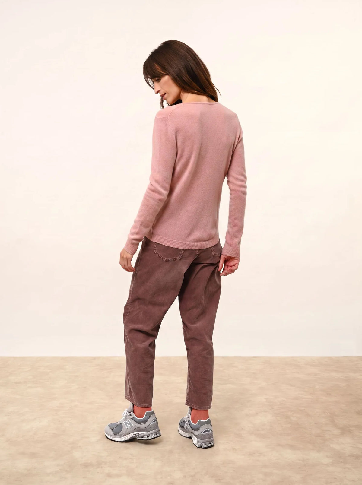 KATHARINE Strickjacke Rundhalsausschnitt Rosenholz