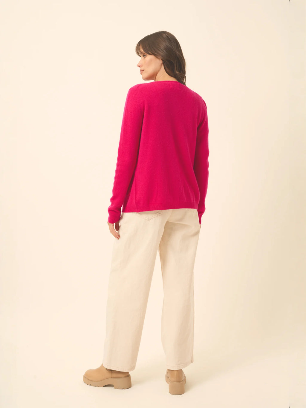 KATHARINE Cardigan Col Rond Fuchsia
