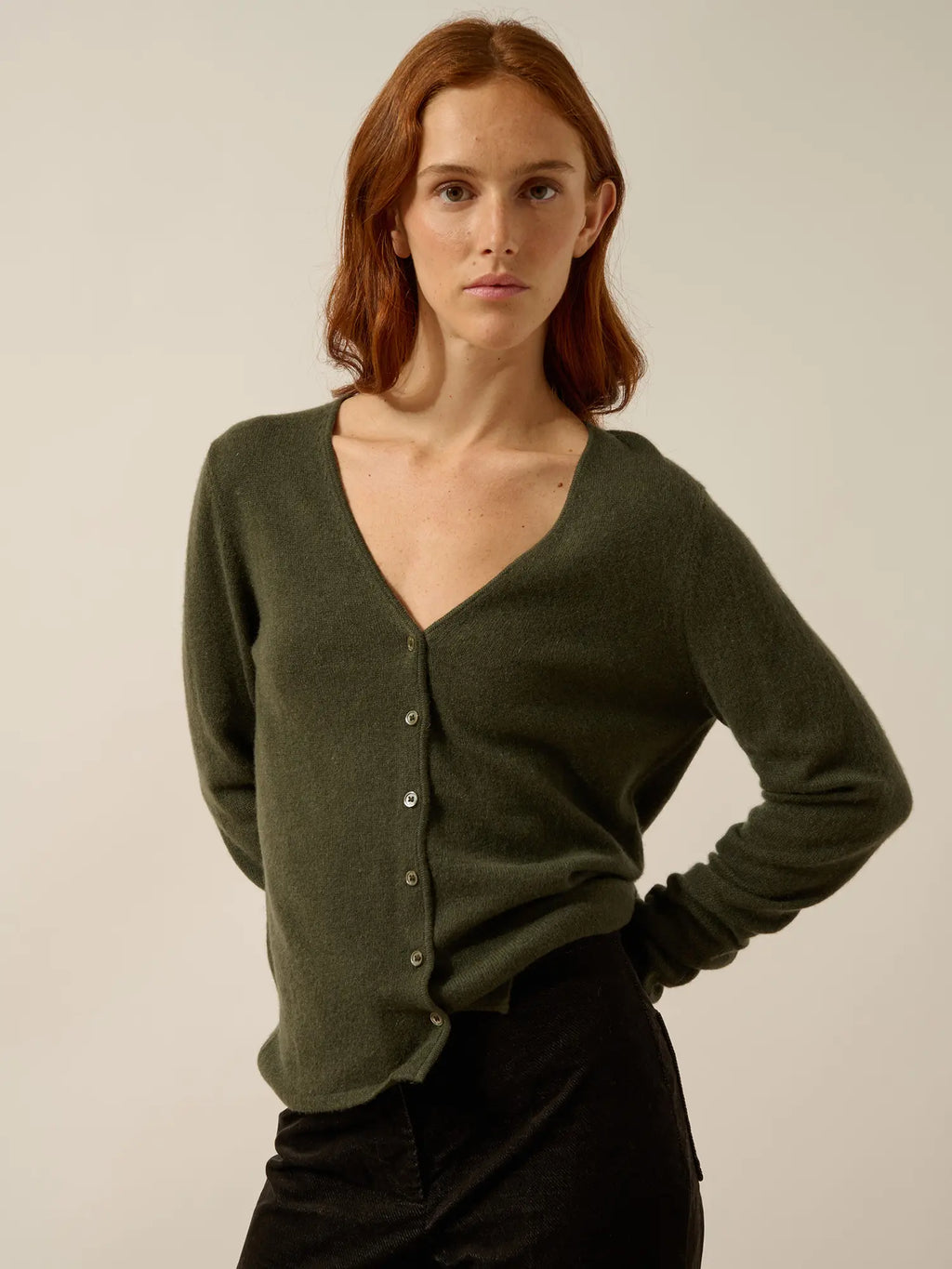 NORMA Cardigan Col V Kaki