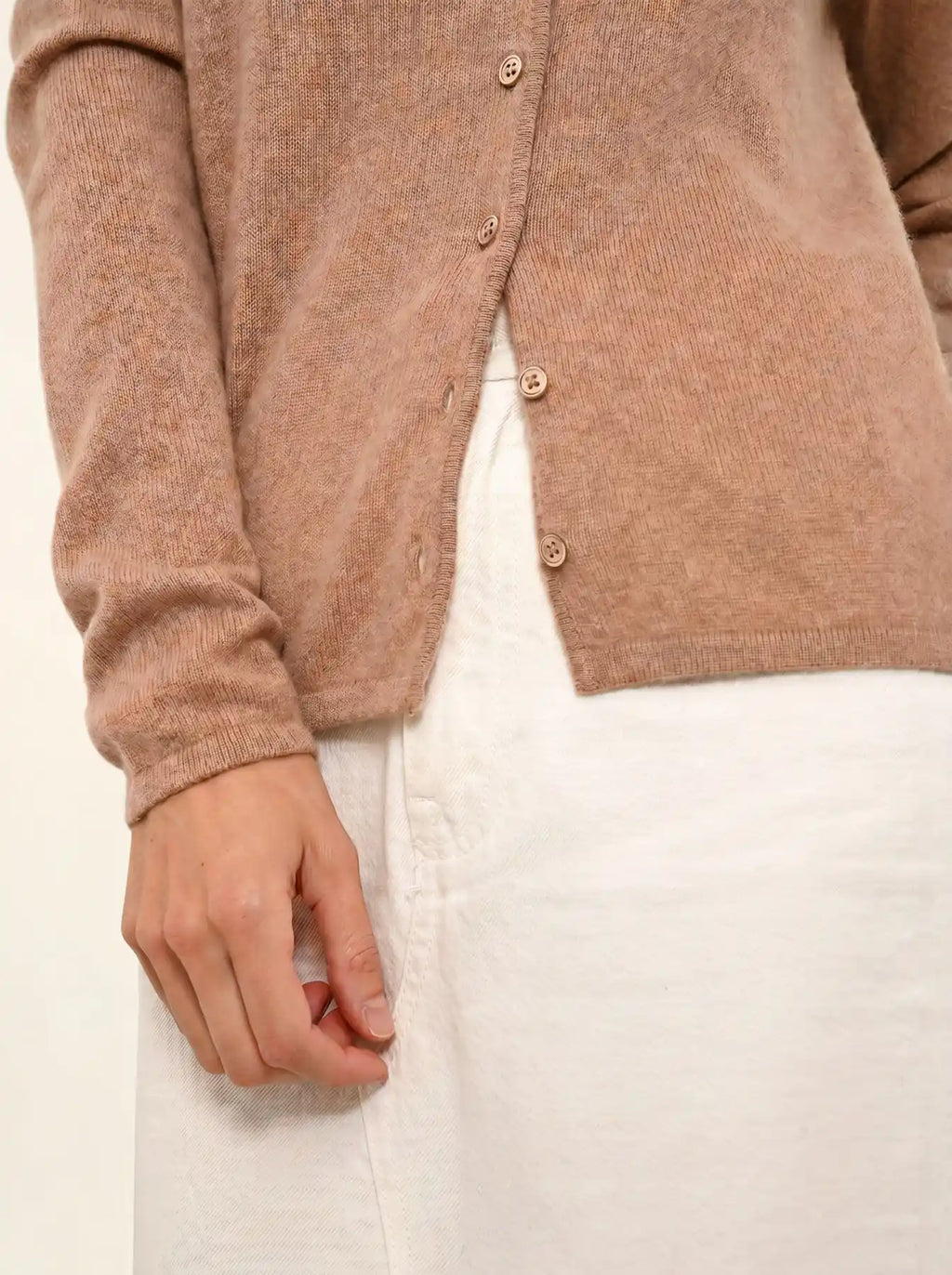 NORMA Cardigan Col V Camel Chiné