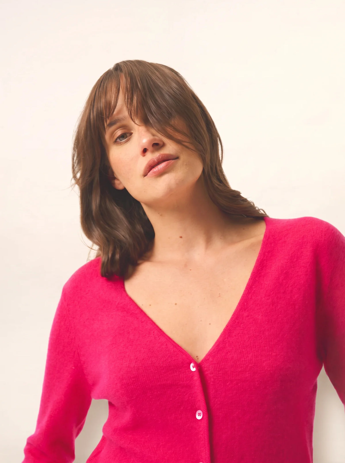 NORMA Cardigan Col V Fuchsia