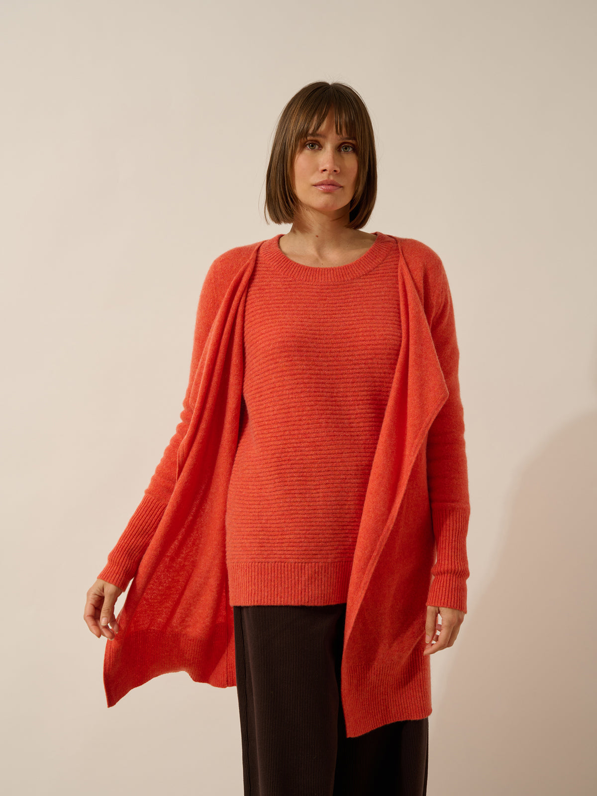 BROOKE Veste Longue Orange Chiné