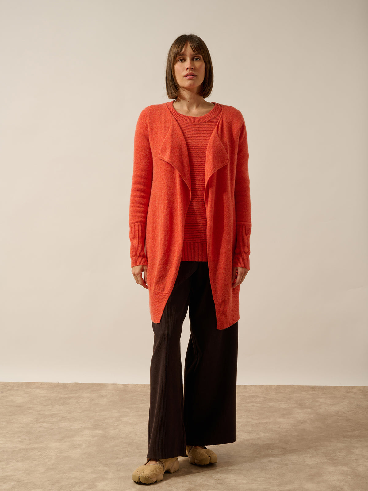 BROOKE Veste Longue Orange Chiné