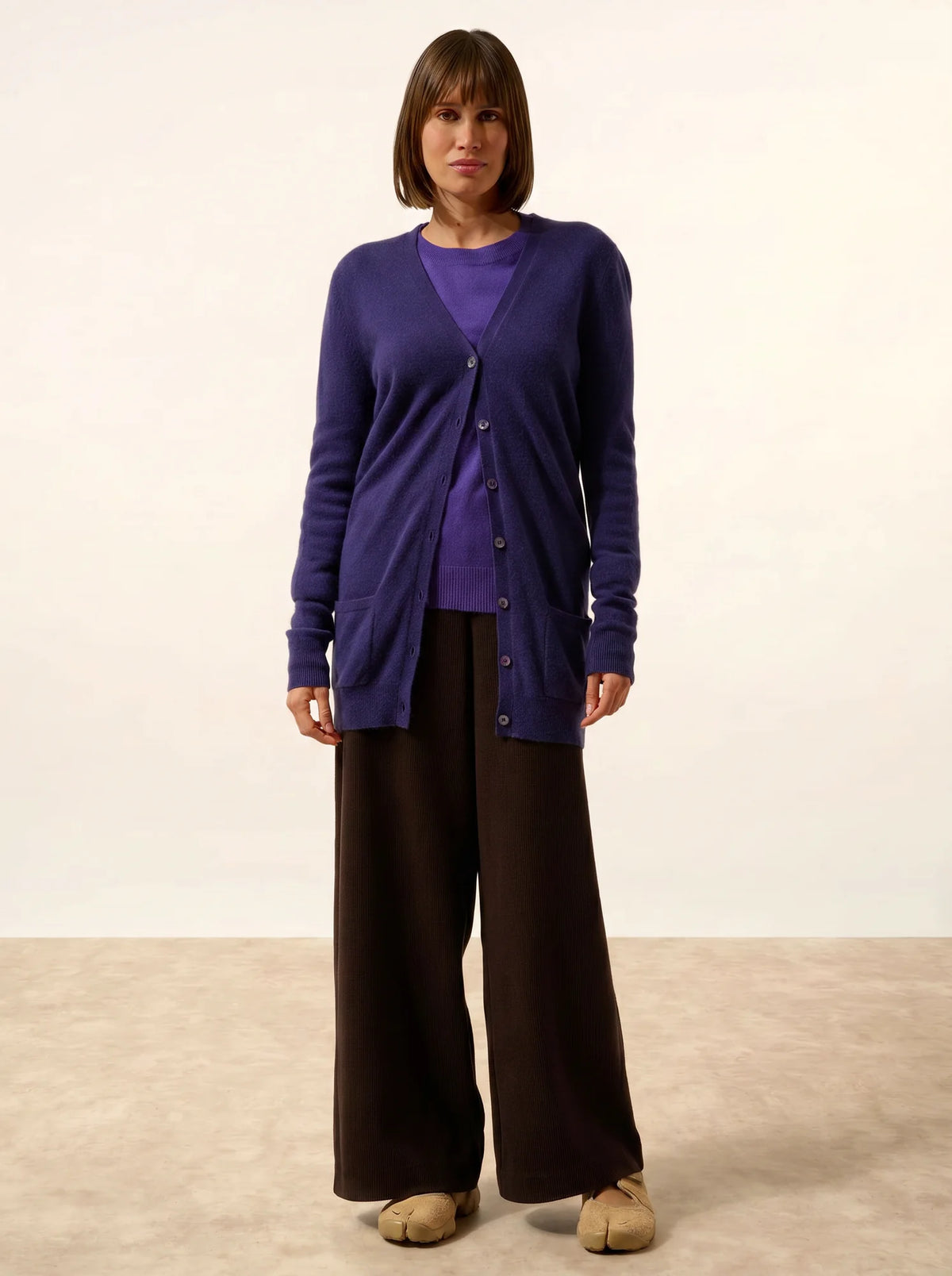TOMMIE Strickjacke V-Ausschnitt Tiefviolett