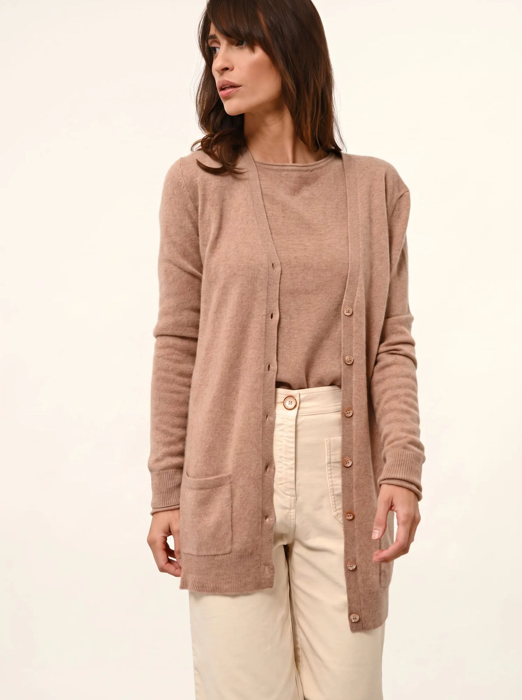 TOMMIE Cardigan Col V Camel Chiné