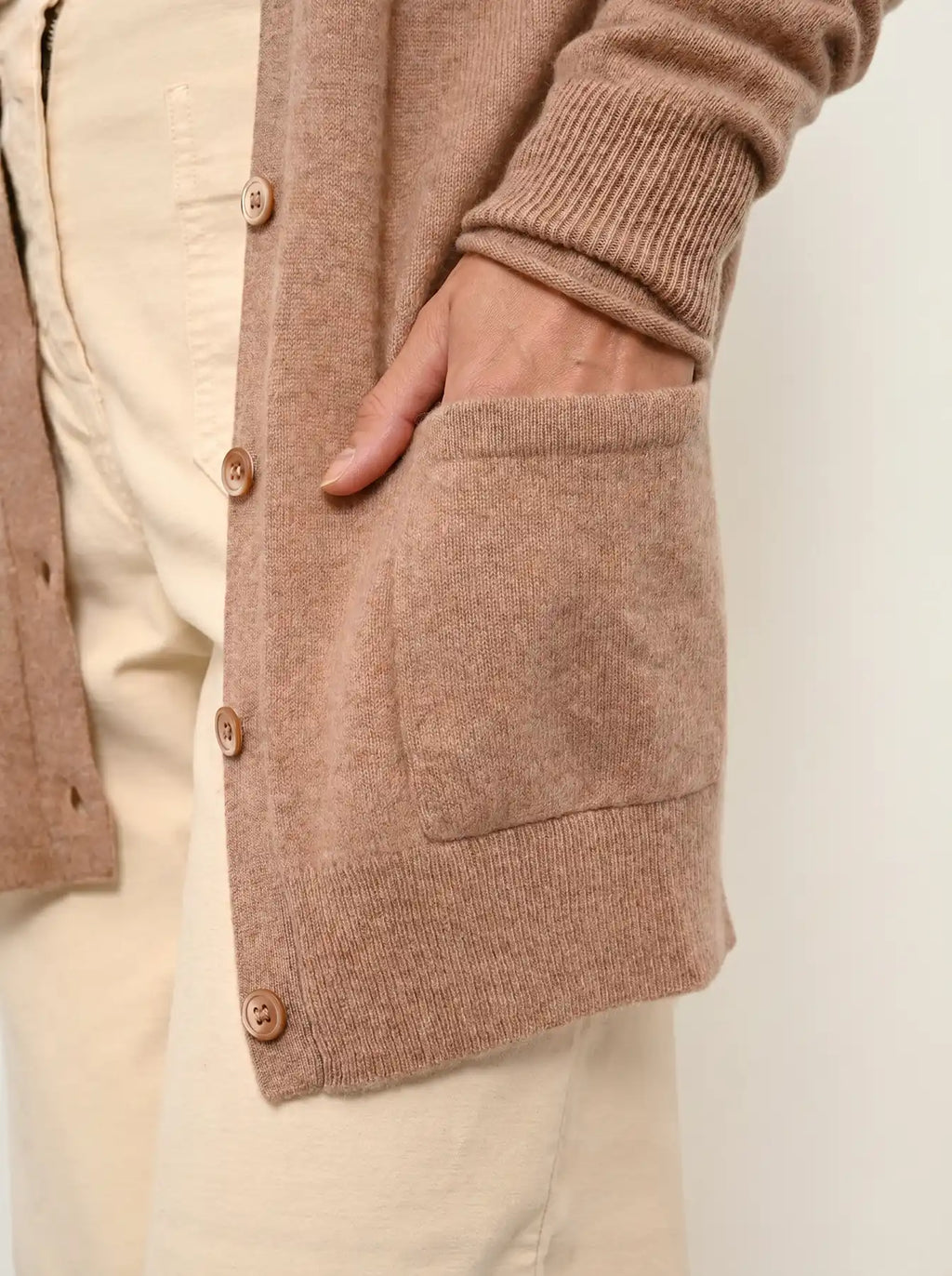 TOMMIE Cardigan Col V Camel Chiné