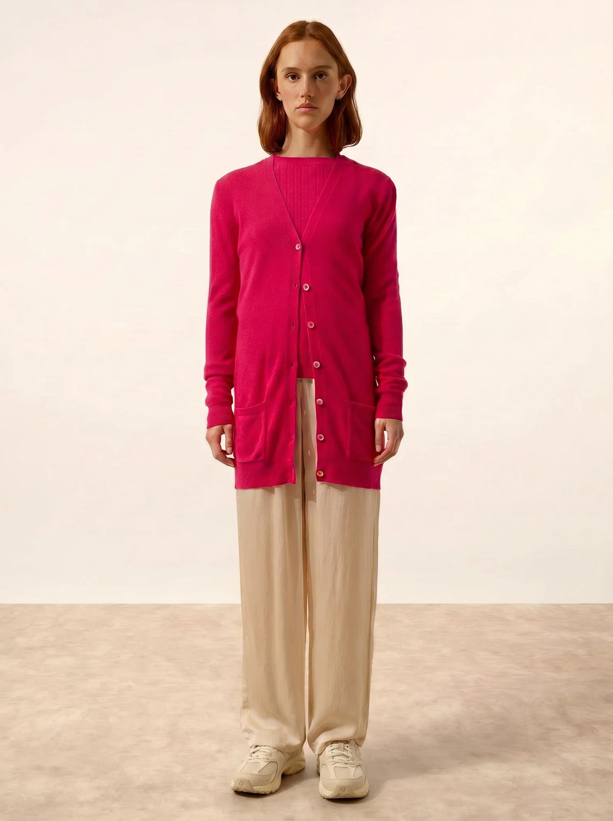 TOMMIE Cardigan Col V Fuchsia