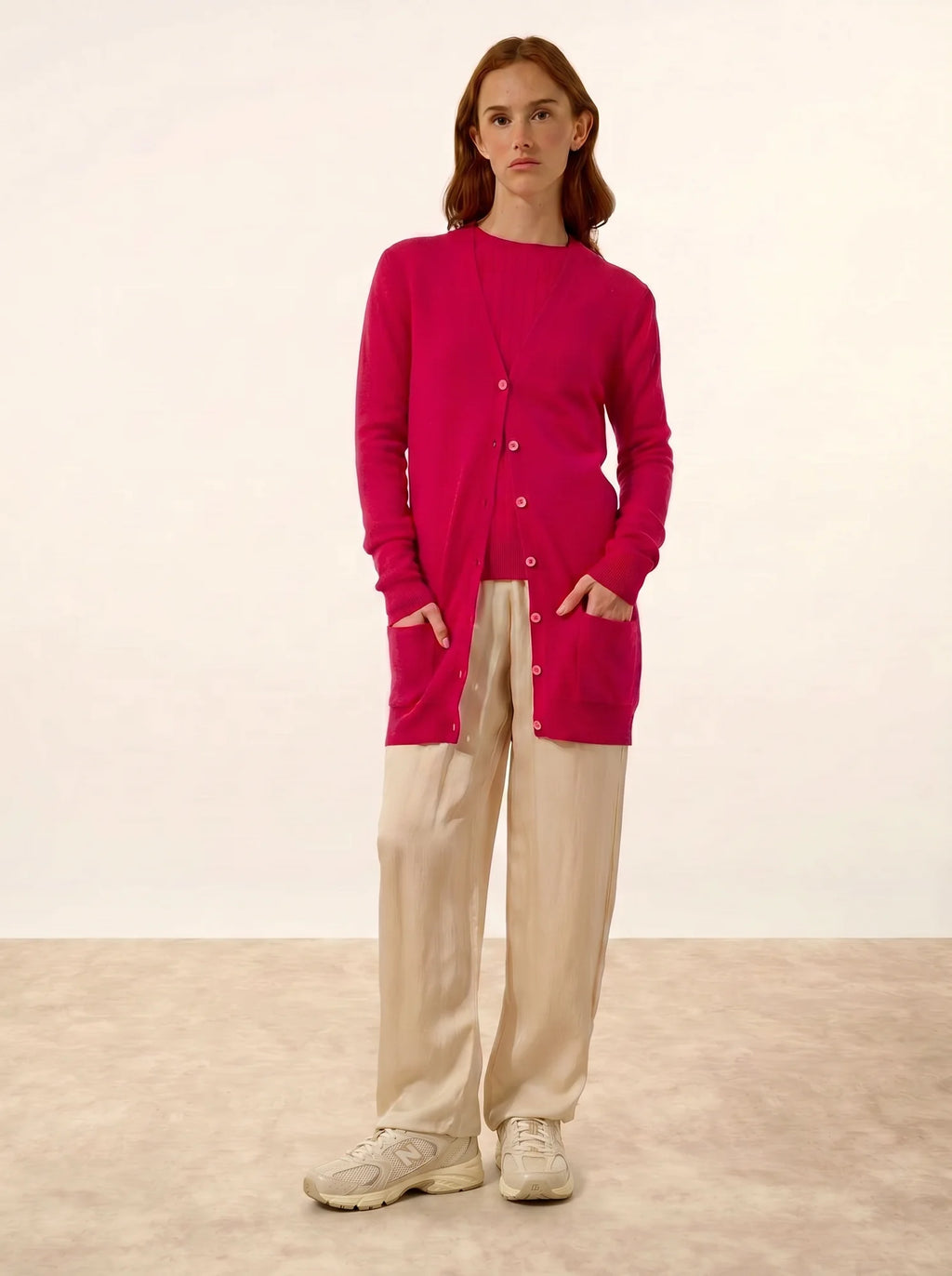 TOMMIE Cardigan Col V Fuchsia