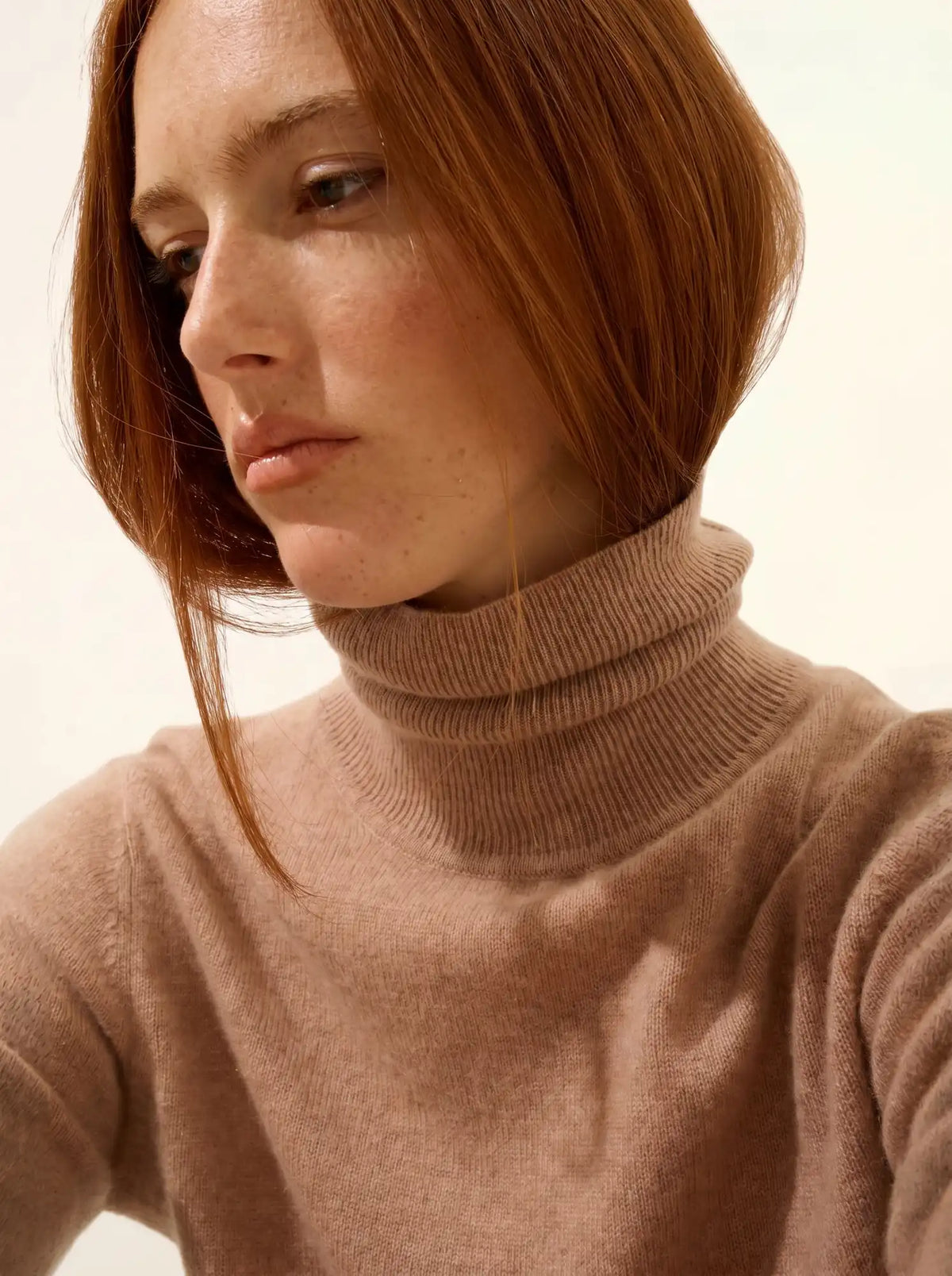 AVA Pull Col Roulé Camel Chiné
