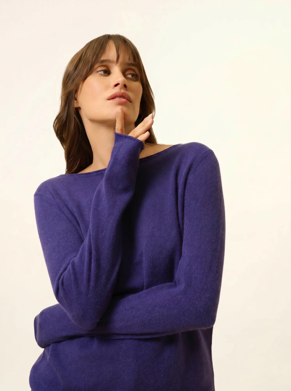 GRACE Pullover U-Boot-Ausschnitt Tiefviolett