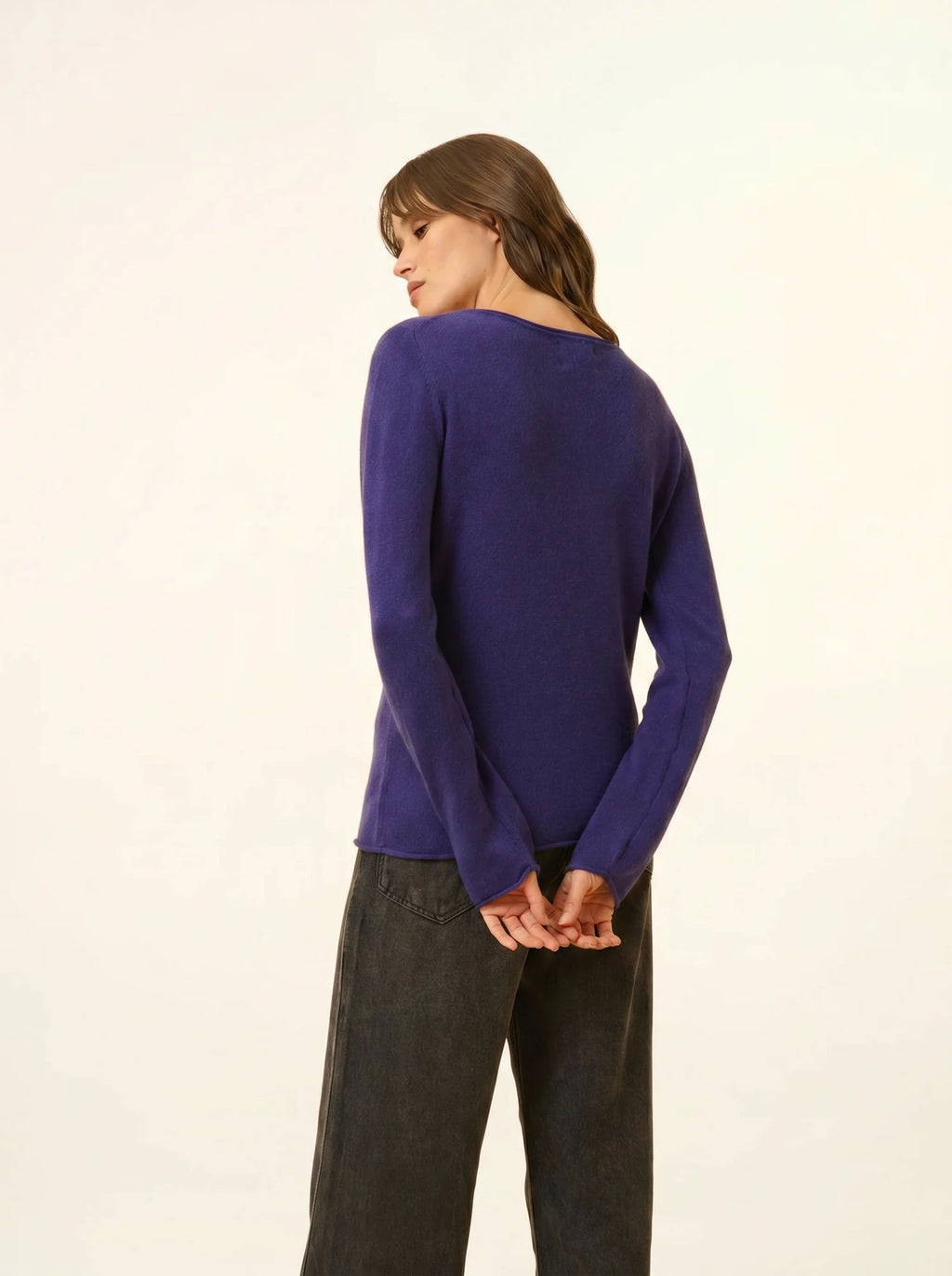 GRACE Pullover U-Boot-Ausschnitt Tiefviolett