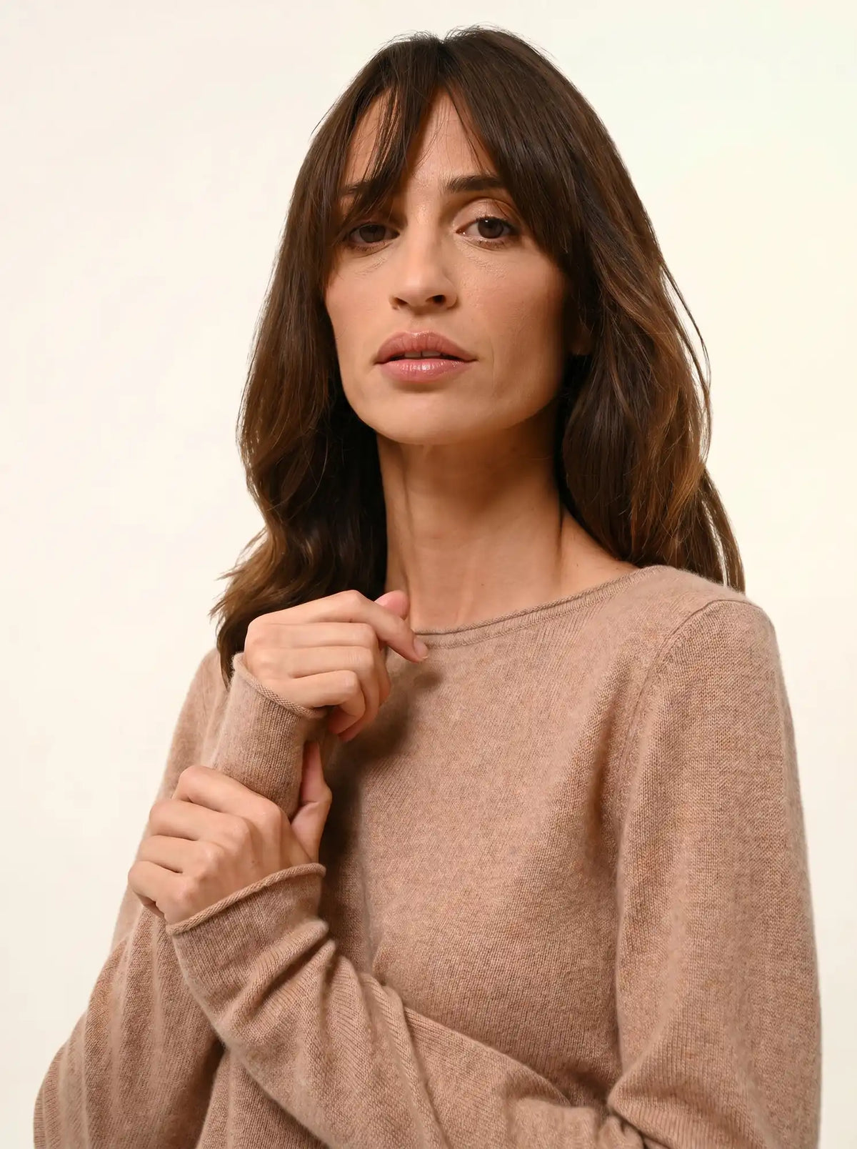 GRACE Pull Col Bateau Camel Chiné