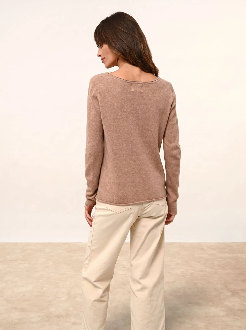 GRACE Pullover U-Boot-Ausschnitt Camel meliert