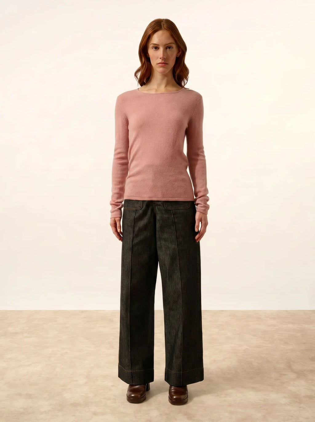 GRACE Pullover U-Boot-Ausschnitt Rosenholz
