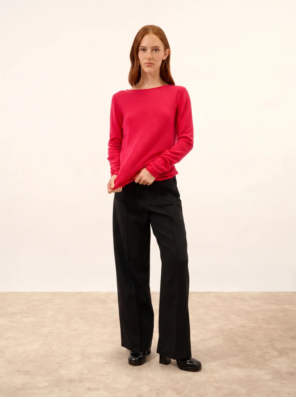 GRACE Pullover U-Boot-Ausschnitt Fuchsia