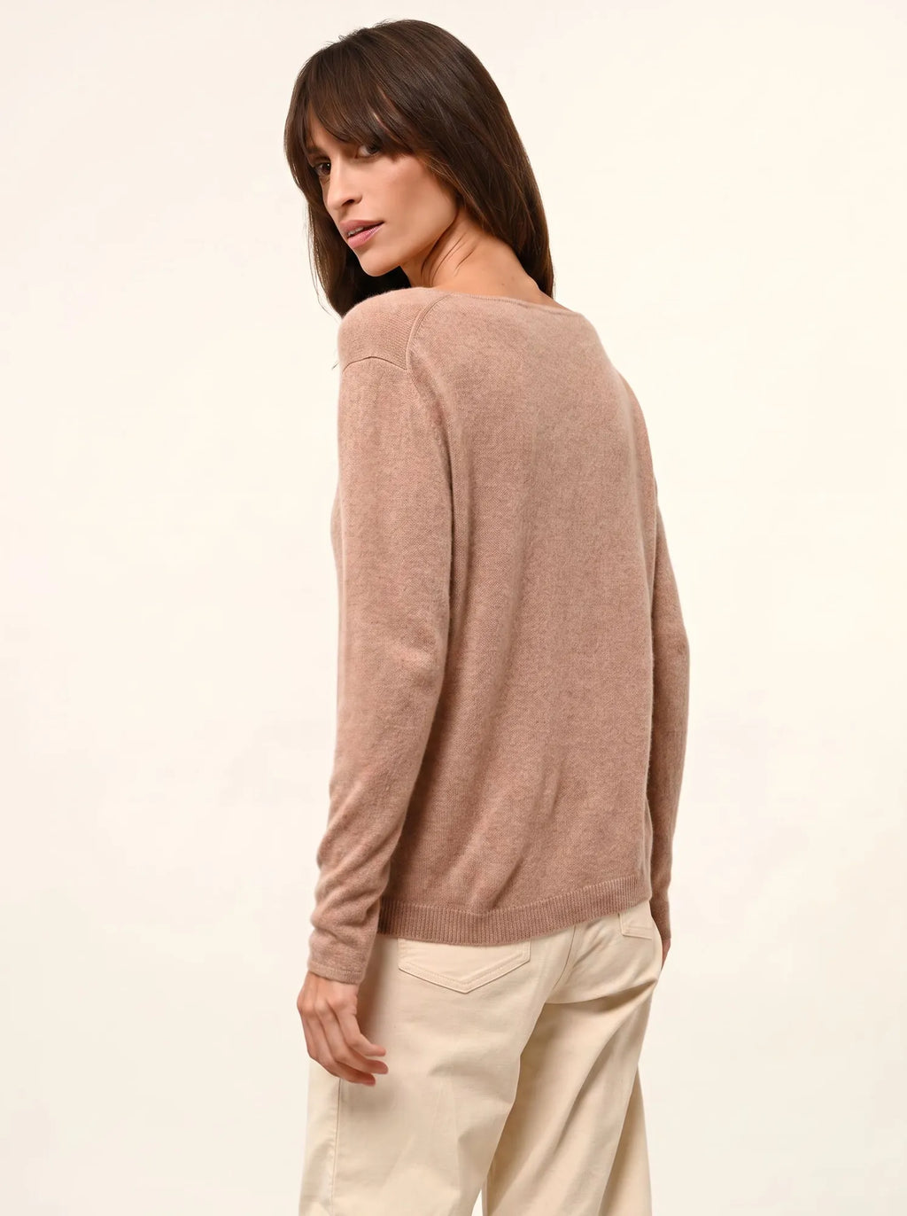 FIONA Pull Col Rond Camel Chiné