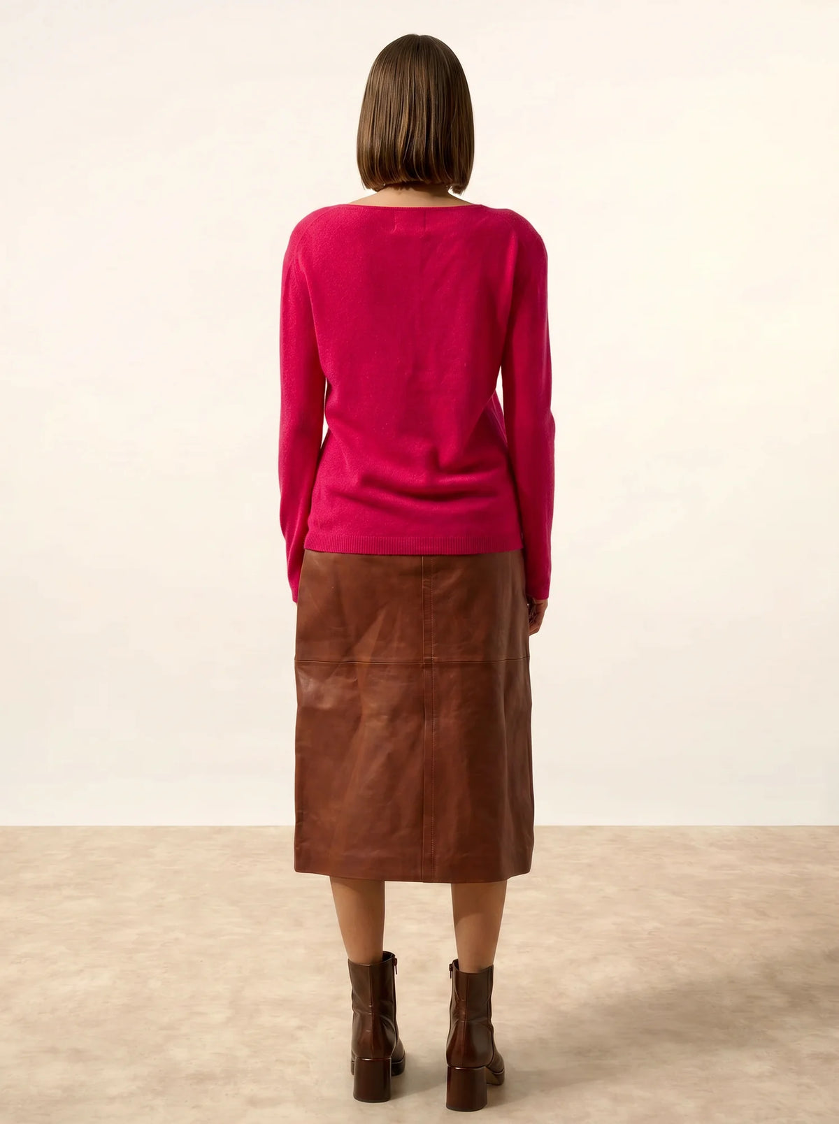 FIONA Pull Col Rond Fuchsia