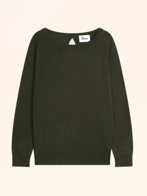 ABIGAILE Pullover U-Boot-Ausschnitt Tropfenausschnitt hinten Khaki