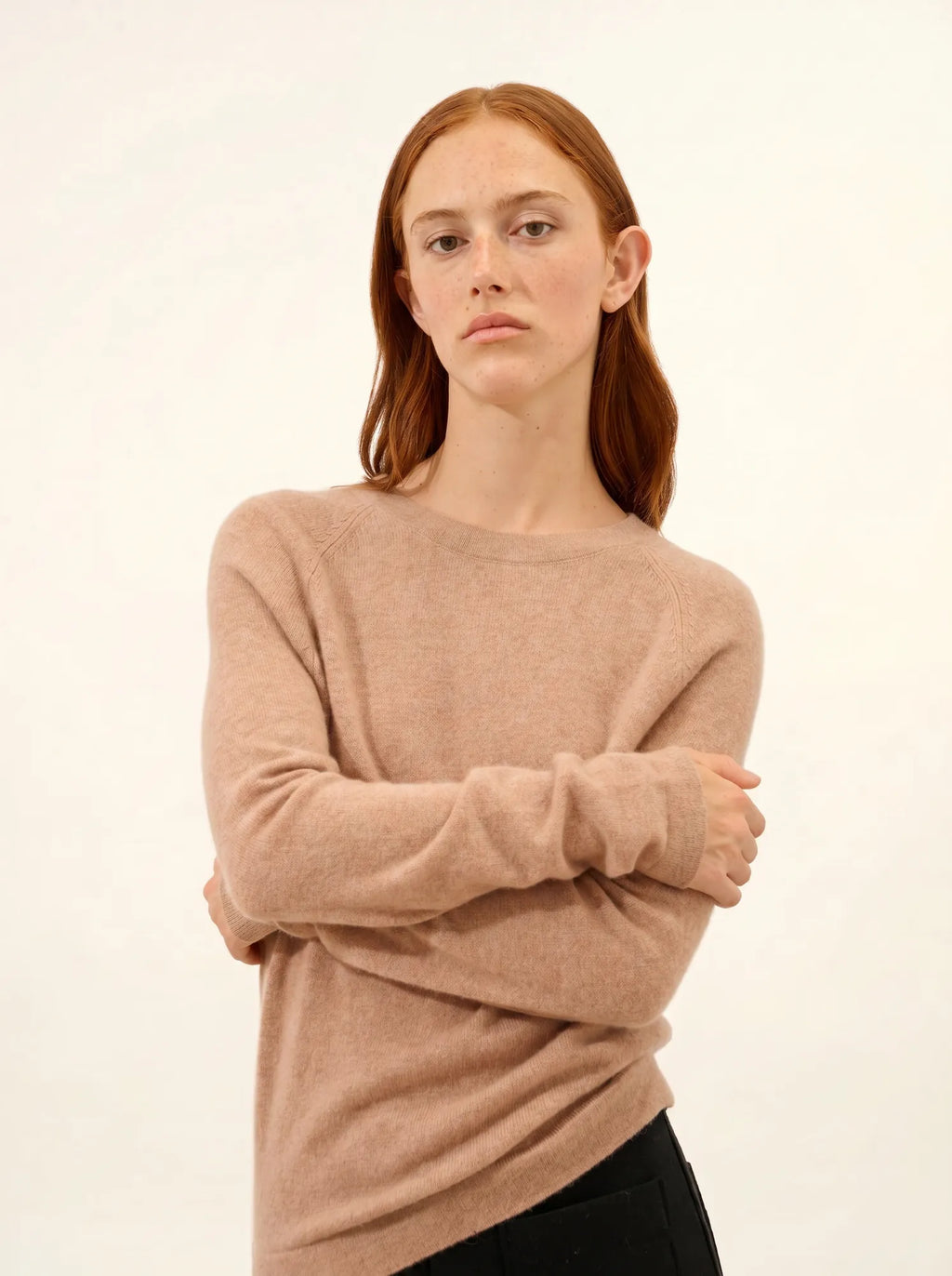 JANE Pull Col Rond Camel Chiné