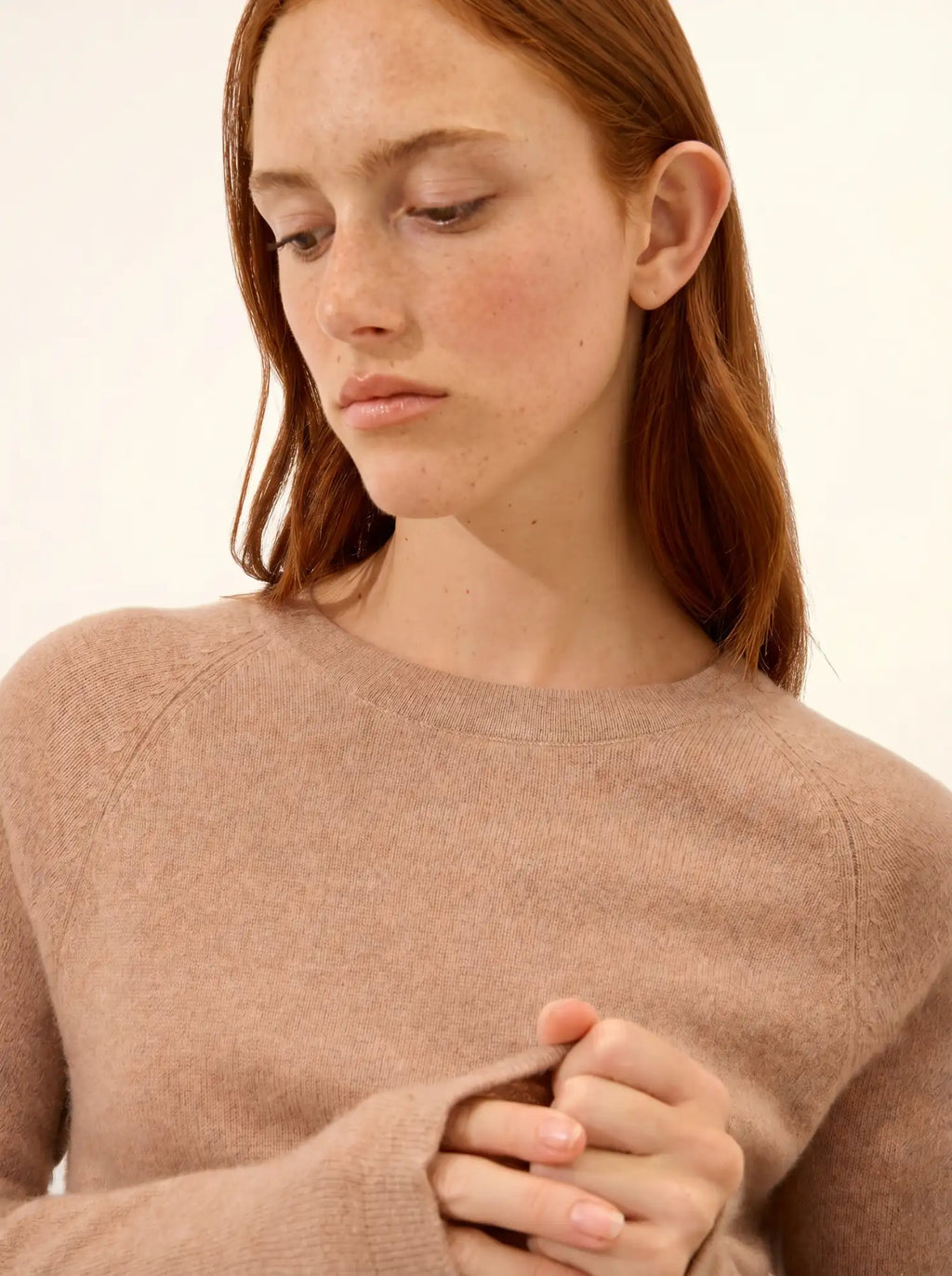 JANE Pull Col Rond Camel Chiné