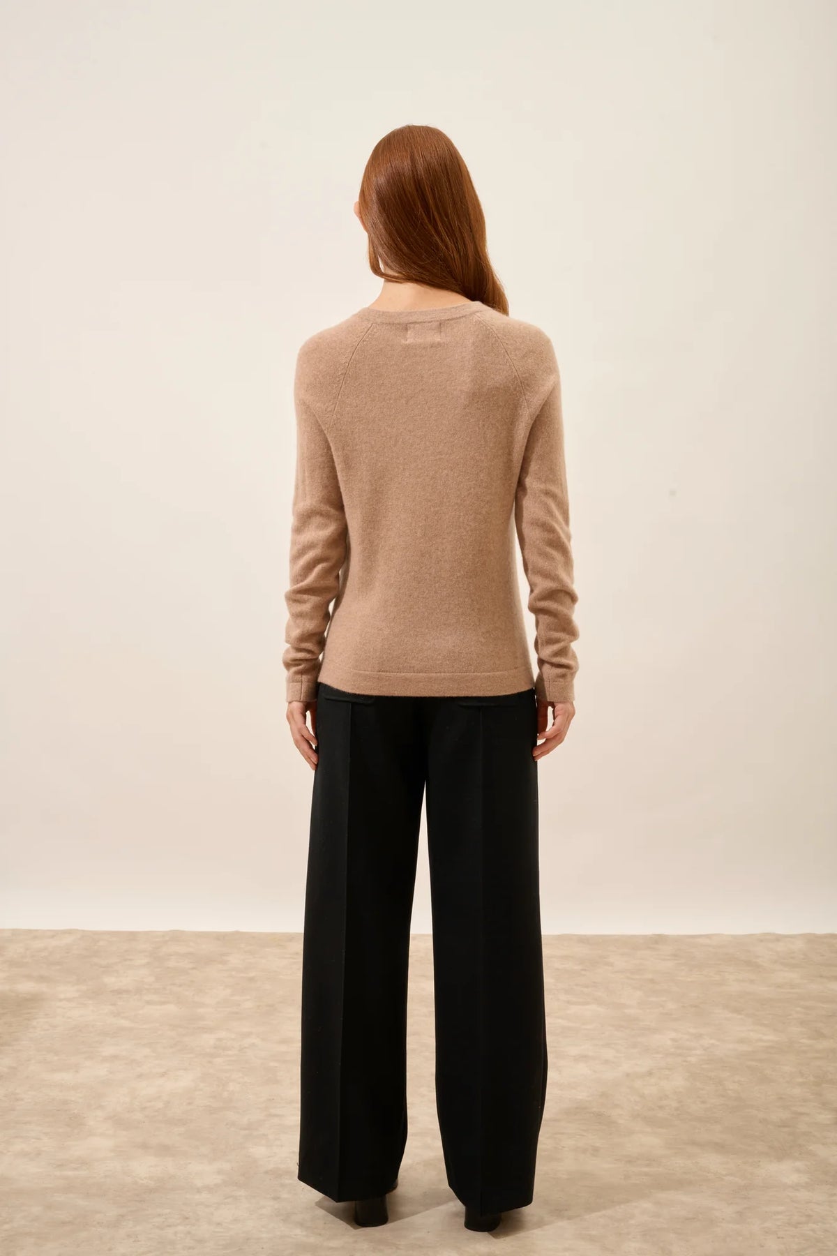 JANE Pull Col Rond Camel Chiné