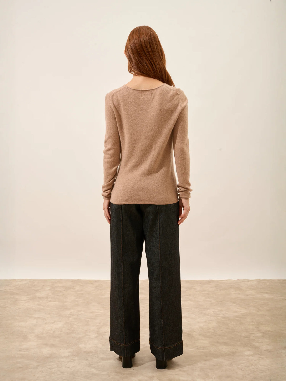 VIVIAN Pull Col Rond Camel Chiné