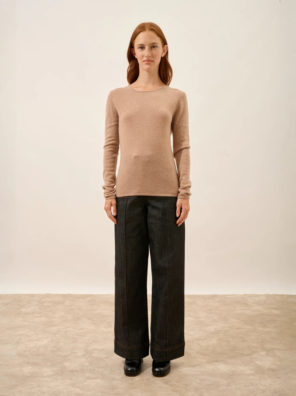 VIVIAN Pull Col Rond Camel Chiné
