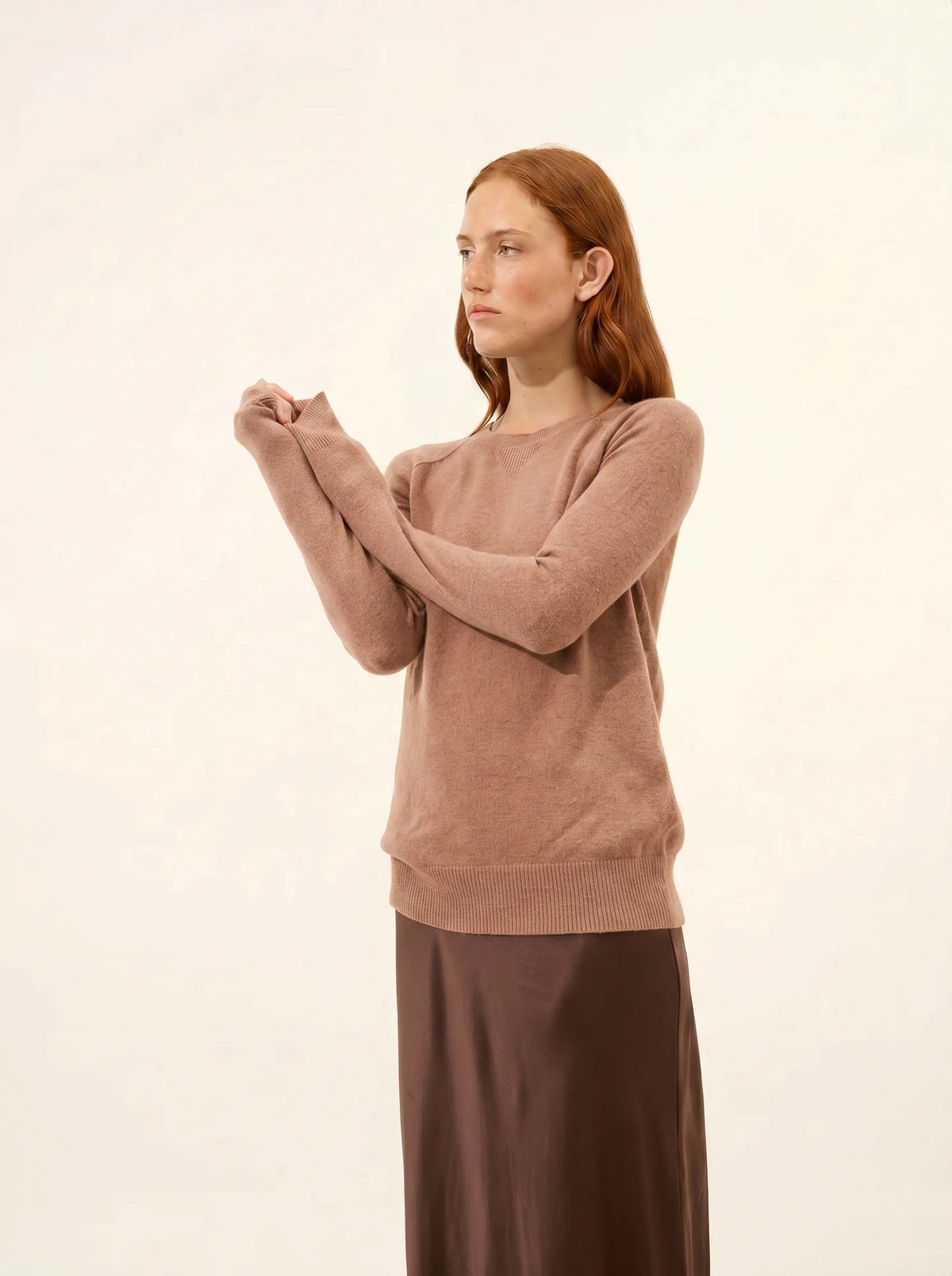 HELEN pull col rond camel chiné