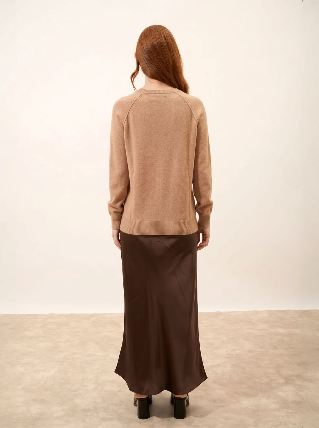HELEN pull col rond camel chiné