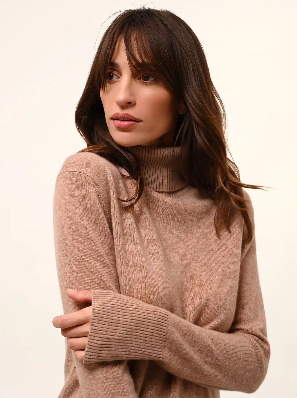 LEXIE Pullover Rollkragen Camel meliert