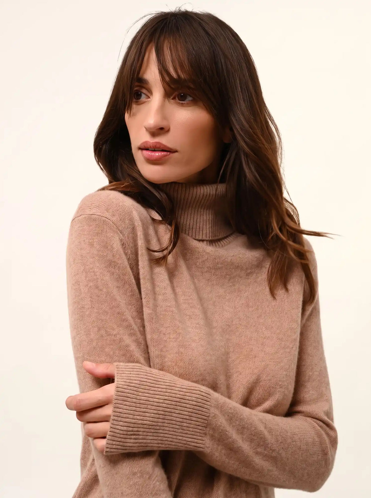LEXIE Pullover Rollkragen Camel meliert