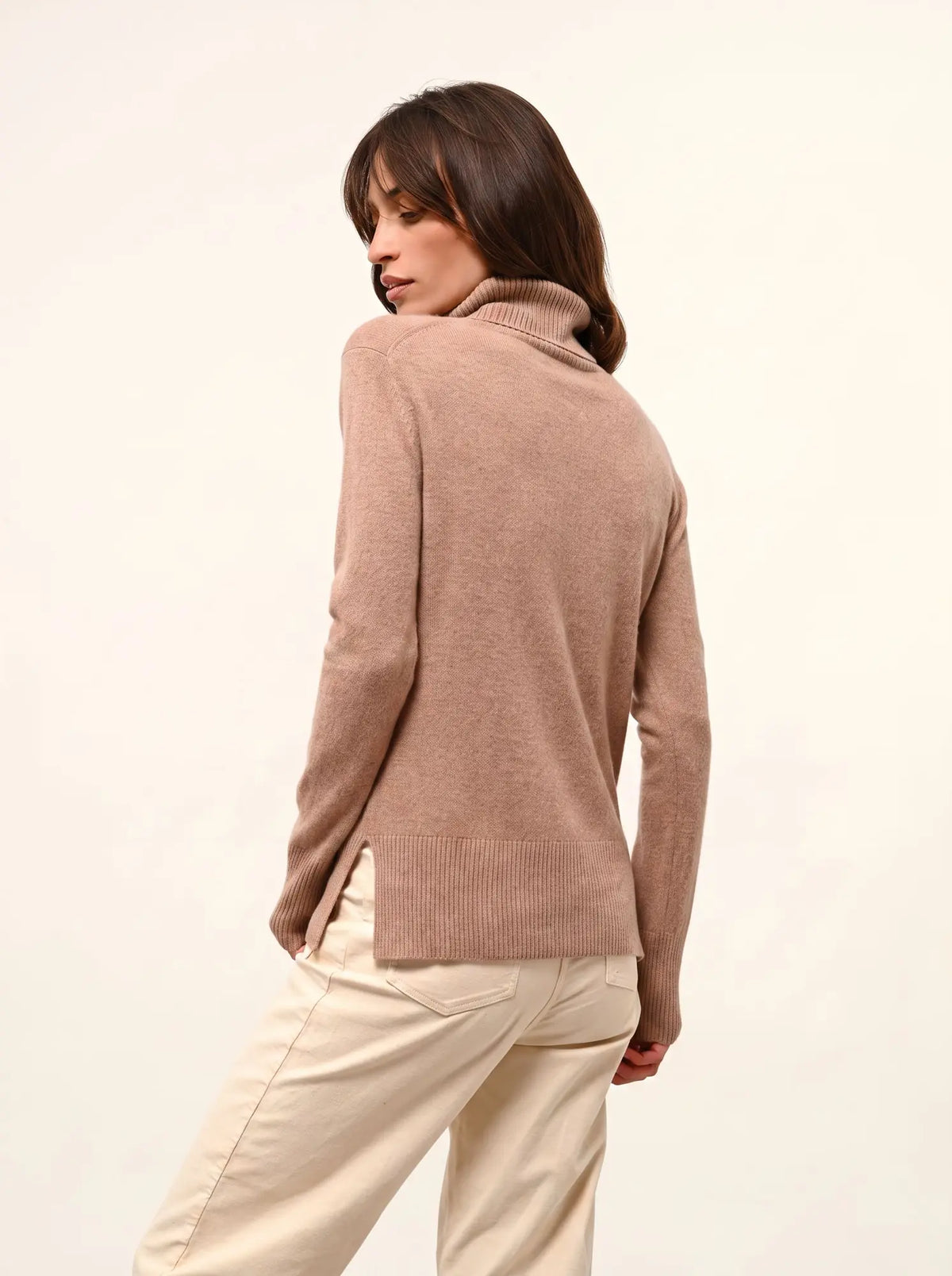 LEXIE Pullover Rollkragen Camel meliert