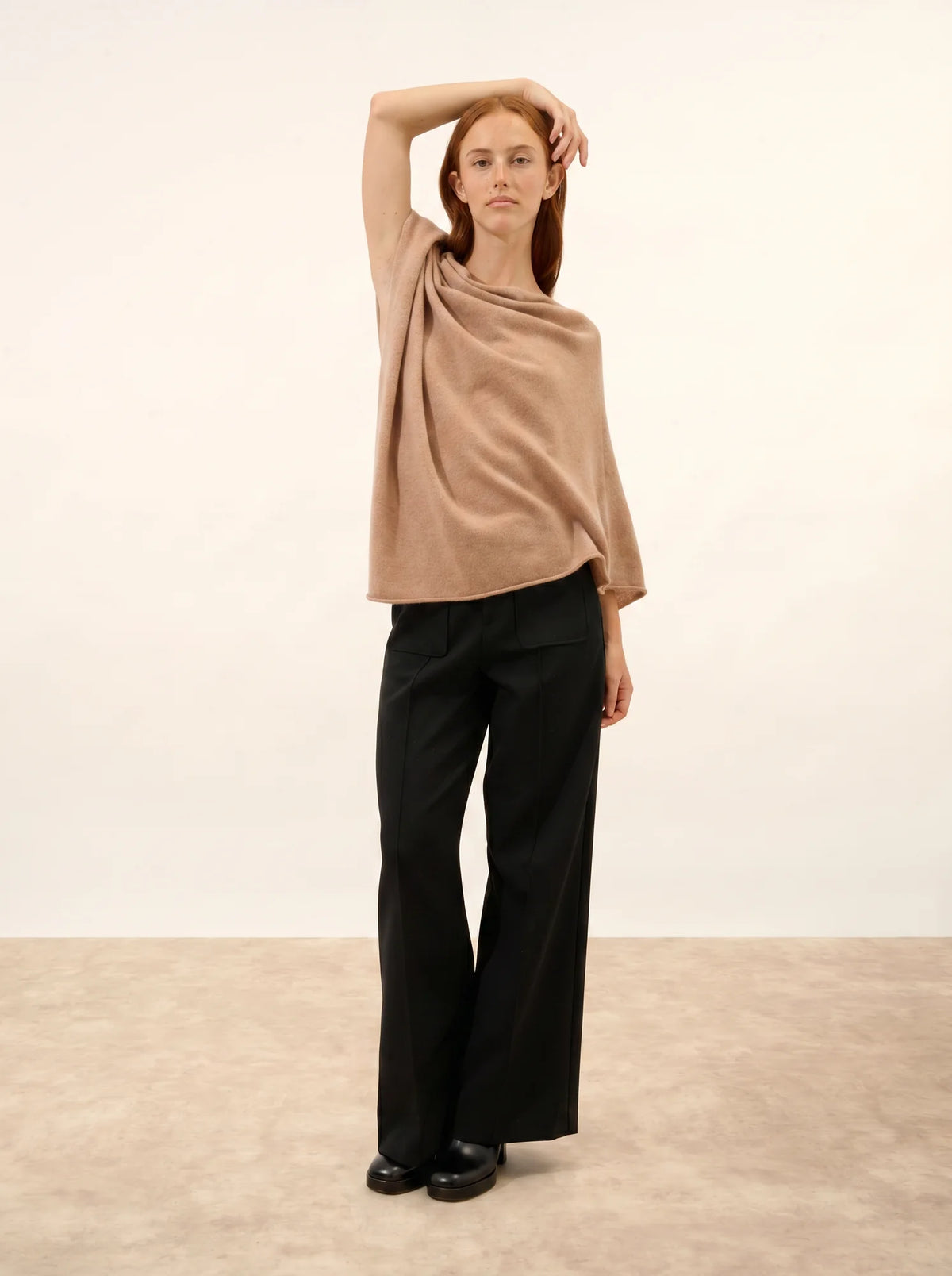 MEREDITH Poncho Camel Chiné