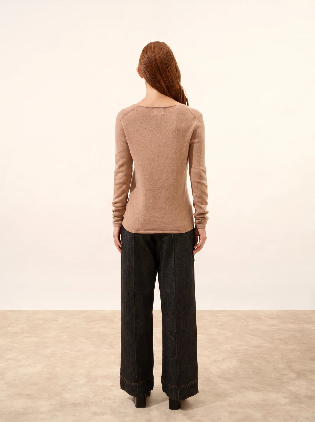 JOAN Pull Col V Camel Chiné