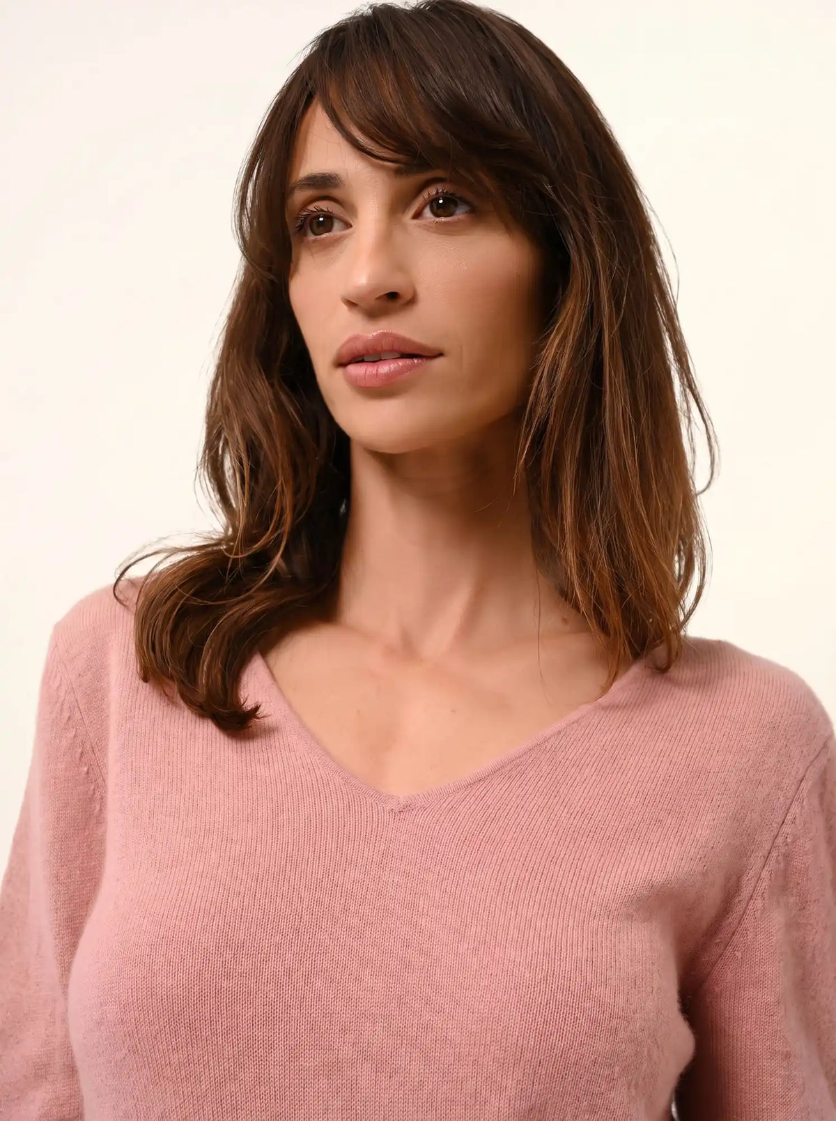 JOAN Pull Col V Bois de Rose