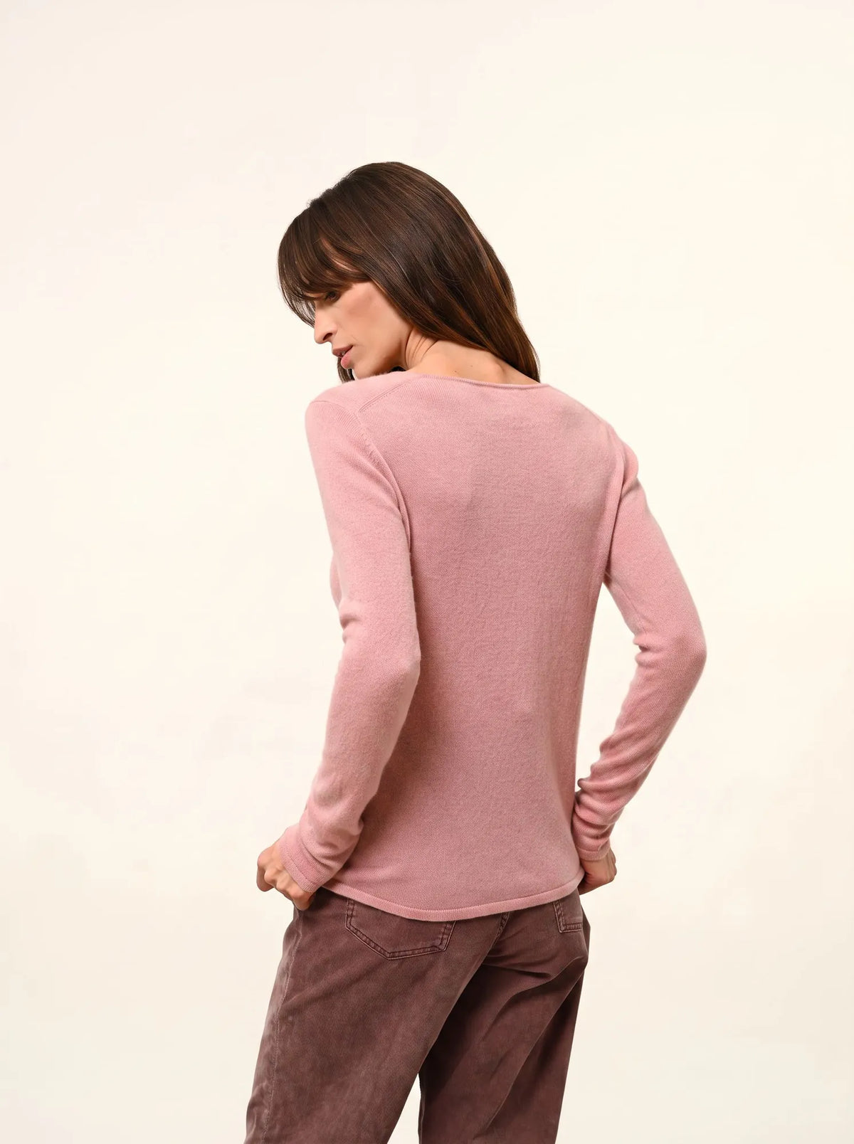 JOAN Pull Col V Bois de Rose
