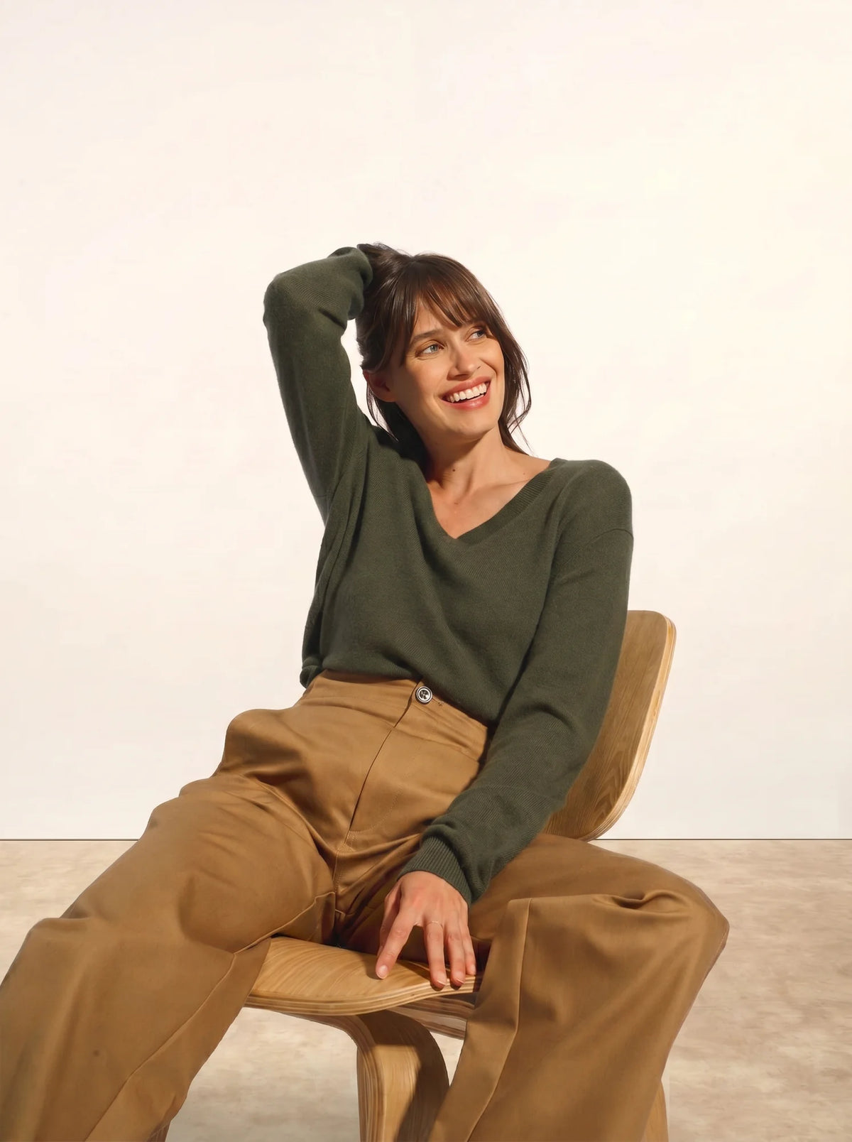 NORA Pullover V-Ausschnitt Khaki