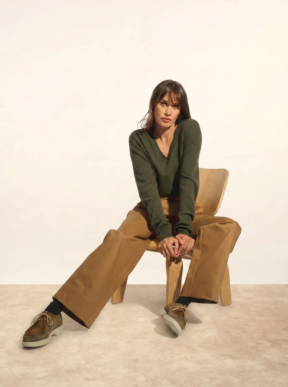 NORA Pullover V-Ausschnitt Khaki