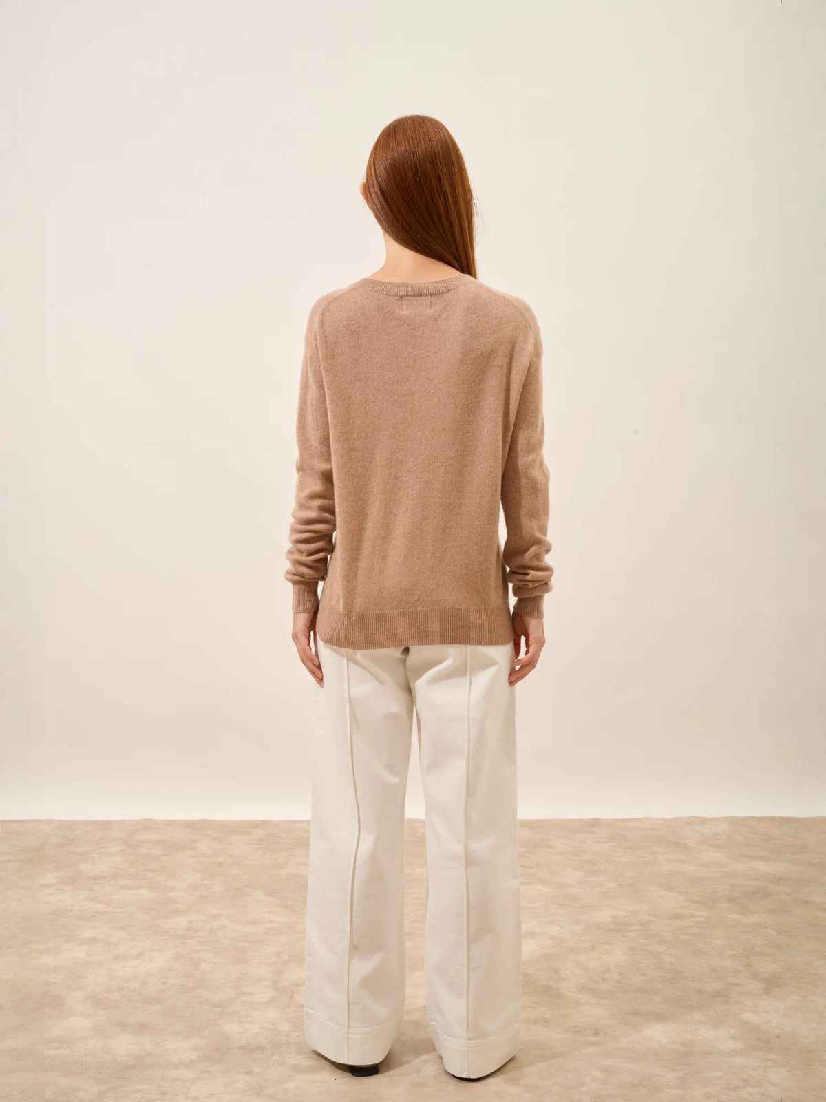 NORA Pull Col V Camel Chiné