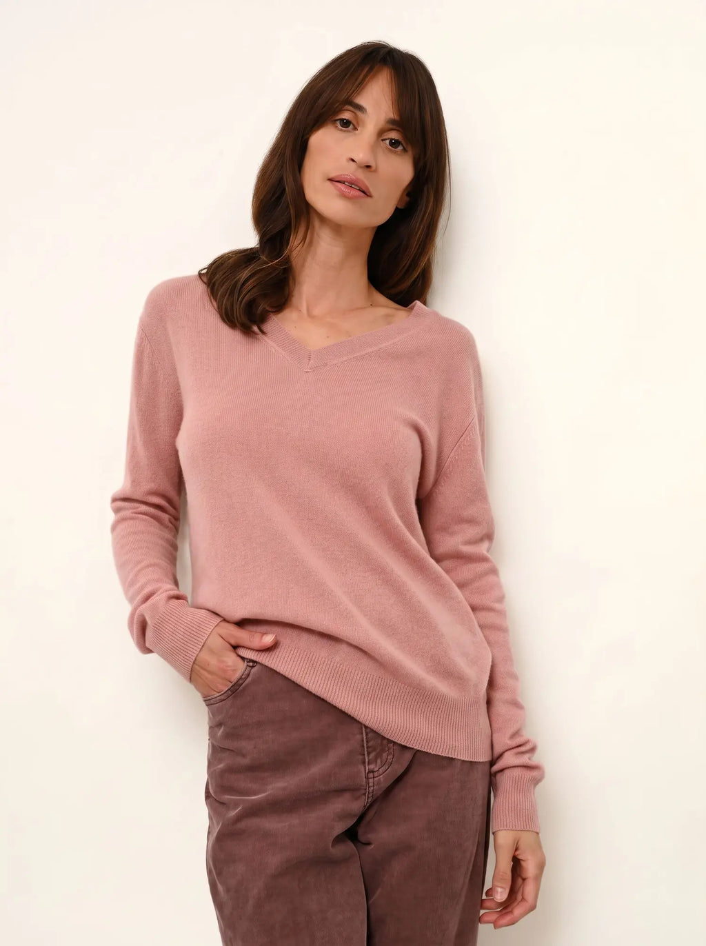 NORA Pull Col V Bois de Rose
